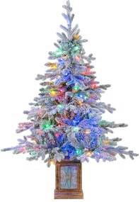 Árvore de Natal artificial pré-iluminadas 120 cm em vaso com 100 luzes 8 modos Temporizador 180 pontas de ramos Verde