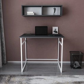 Secretária de Estudo Hussum - Branco Antracite - 90x60x75cm