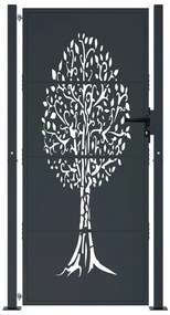 Portão de jardim 105x205 cm aço design árvore antracite