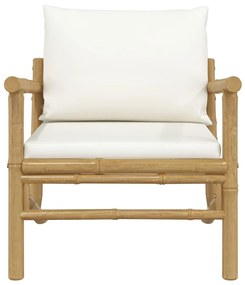 Cadeiras de jardim 2pcs bambu com almofadões branco nata