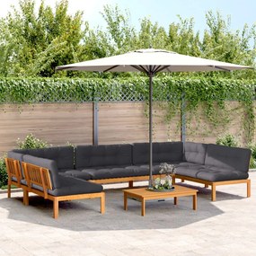 vidaXL 6 pcs conj. sofás paletes p/ jardim c/ almofadões acácia maciça