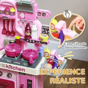 Conjunto de cozinha infantil 53 C x 22 L x 69 A cm com 33 peças para crianças dos 3 aos 6 anos, com luzes e sons realistas, cor-de-rosa