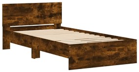 Estrutura cama c/ cabeceira/luzes LED 100x200cm carvalho fumado