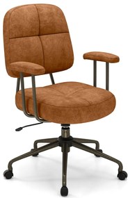 Cadeira de escritório estofada giratória ajustável em camurça com encosto e apoios de braços 68 x 68 x 97-103 cm Castanho
