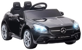 Carro Elétrico Mercedes SLC 300 12V com Controlo Remoto Faróis LED Música TF USB e Abertura da Porta 3-5km/h 107x62,5x44 cm Preto