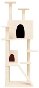 Árvore para gatos c/ postes arranhadores sisal 153 cm cor creme