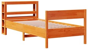 Cama sem colchão 100x200 cm pinho maciço castanho-mel