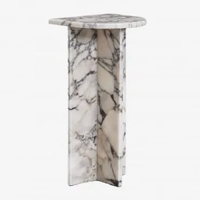 Mesa Lateral De Mármore Corwel Mármore Branco Com Veios Cinzentos - Sklum