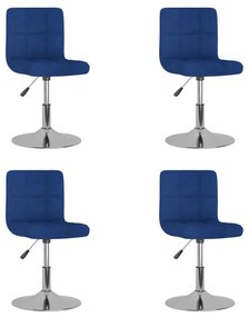 Cadeiras de jantar giratórias 4 pcs tecido azul