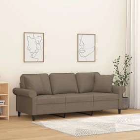 vidaXL Sofá 3 lugares c/ almofadões 180 cm tecido cinza-acastanhado