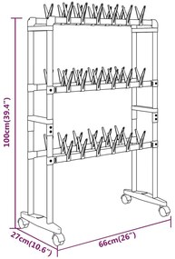 Sapateira com rodas 66x27x100 cm prateado