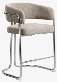 Banqueta Alta Com Encosto Estofado E Estrutura Em Ferro Zantria ↑65 Cm & Tecido Toupeira - Sklum