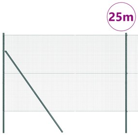 Cerca de Arame Soldado com 13 Postes Verde 1.6x25 m Aço