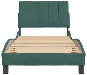 Estrutura de cama sem colchão 90x190 cm veludo verde-escuro