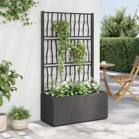 vidaXL Vaso/floreira de jardim c/ treliça 80x36x140 cm PP cinza-escuro