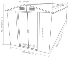 Abrigo de jardim 257x779x181 cm aço galvanizado castanho