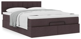 Cama otomana com colchão 140x190 cm tecido castanho escuro