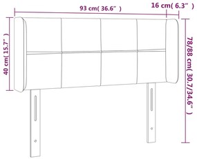 Cabeceira cama c/ luzes LED veludo 93x16x78/88cm cinza-escuro