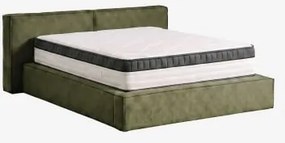 Cama Com Canapé Abatível Estofada Lunari Tecido Verde Exército & 180 X 200 Cm & 180 X 200 Cm - Guideor - Sklum
