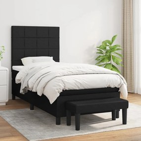 vidaXL Cama com molas/colchão 90x200 cm tecido preto