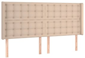 Cabeceira cama c/ LED couro artif. 183x16x118/128 cm cappuccino
