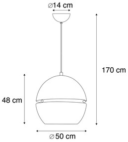 Candeeiro de suspensão Art Déco dourado 50 cm - SLICE Art Deco,Design,Moderno,Retro