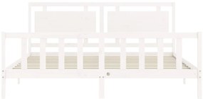 Cama sem colchão 200x200 cm madeira de pinho maciça branco