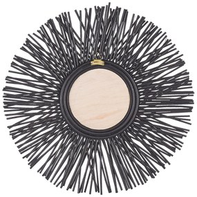 Espelho de parede em rattan preto ⌀ 60 cm KALASIN Beliani