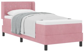 Cama Box Spring com Colchão Rosa 80x200 cm Veludo