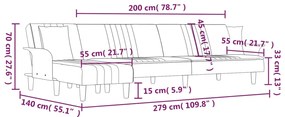 Sofá-cama em forma de L 279x140x70 cm tecido cinzento-escuro