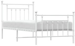 Estrutura de cama com cabeceira e pés 90x190 cm metal branco