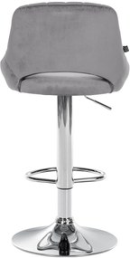 Banco alto Milet em veludo com estrutura cromada 85-106 x 47 x 48 cm Cinzento