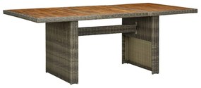 313314 vidaXL Mesa de jardim vime PE e madeira acácia maciça castanho