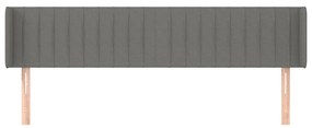 Cabeceira de cama c/ abas tecido 183x16x78/88cm cinzento-escuro