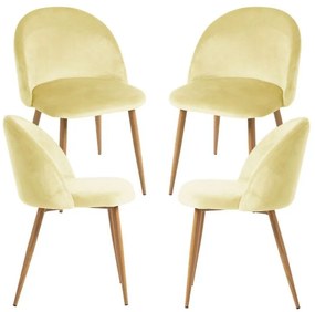 Pack 4 Cadeiras Vint Veludo - Amarelo dourado