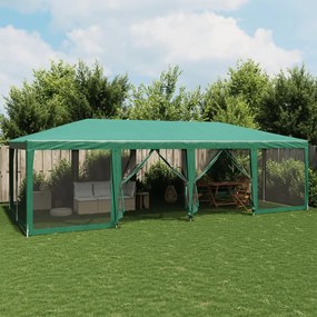 Tenda p/ festas c/ 12 paredes laterais em rede 8x4 m PEAD verde