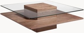 Mesa de centro com tampo e prateleira em vidro Cecil