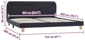 Estrutura de cama com LED sem colchão 150x200 cm tecido