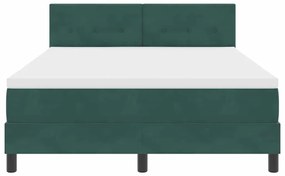 Cama Box com Colchão e LED Verde Escuro 140x190 cm Veludo
