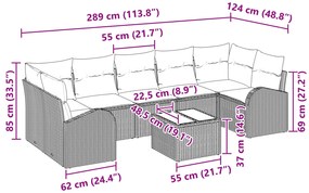Conjunto de Sofá para Jardim vidaXL de 8 Peças com Almofadas Bege Ratt