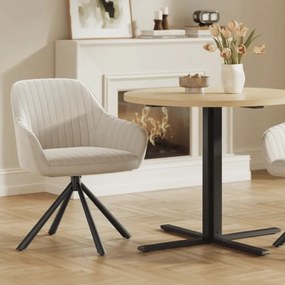 Cadeira de sala de jantar, giratória, em veludo 60 x 60 x 81,5 cm bege-preto