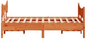 Cama sem colchão 140x200 cm madeira pinho maciça castanho-mel