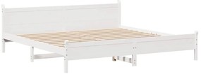 Cama sem colchão 200x200 cm madeira de pinho maciça branco