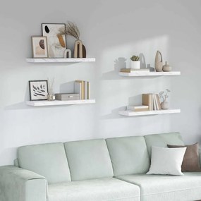 vidaXL Prateleira de Parede 4 pcs Mármore Branco 90 x 23,5 x 4 cm