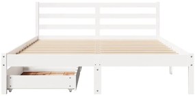 Cama sem colchão 140x200 cm madeira de pinho maciça branco
