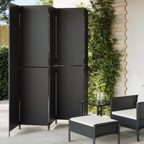 vidaXL Biombo de divisão 5 painéis vime PE preto