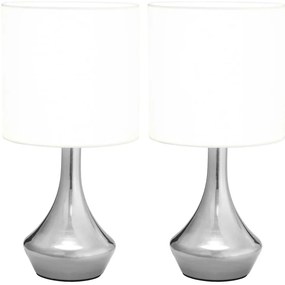 Candeeiros de secretária ativados por toque 2 pcs branco E14