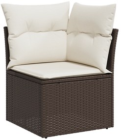 Conjunto de Sofá de Jardim de 8 Peças com Almofadas Castanho em Rattan