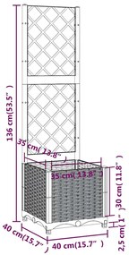Vaso/floreira jardim c/ treliça 40x40x136 cm PP cinzento azul