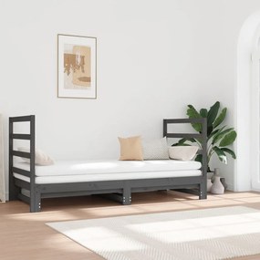 vidaXL Estrutura sofá-cama de puxar 2x(90x190) cm pinho maciço cinza